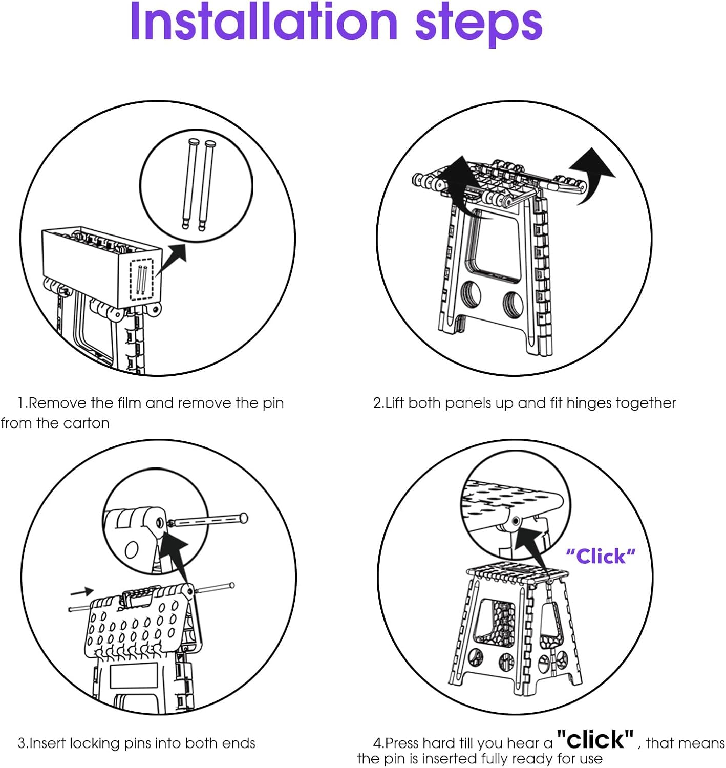 ACSTEP 17.5 Inch Folding Step Stool for Adults and Kids, Non-Slip Plastic Foldable Stepping Stool, Collapsible Folding Stool with Handle Holds Up to 400lbs for Kitchen, Dot Grey (1 Pack)