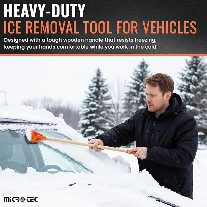 MICRO TEC Shuttsco 26" Sure Grip Ice Scraper – Freeze-Resistant Ice Removal Tool for Cars, Trucks, and SUVs – Long-Handle Scraper for Quick, Efficient Snow & Ice Clearance – Made in USA - Pack of 1