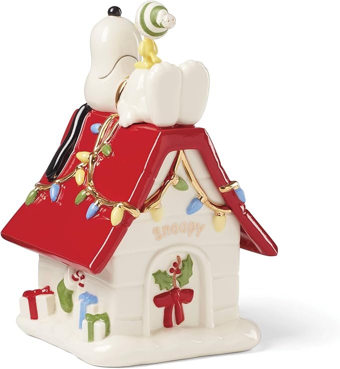 Lenox 896324 Snoopy Christmas Covered Candy Dish, Holiday Hosting