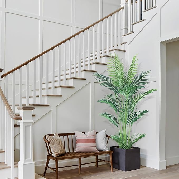 4.5FT Artificial Palm Tree,Faux Areca Palm Plant with Real Touch Leaves and Adjustable Branches,Fake Tropical Palm Tree for Home Office Indoor Outdoor Modern Decoration