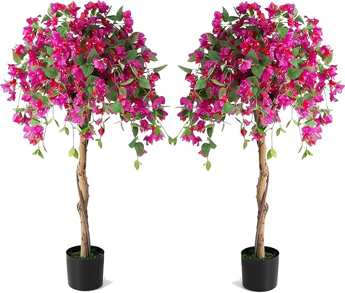 SAFEPLUS 4.5FT Bougainvillea Artificial Tree, Tall Fake Floor Plant for Indoor Outdoor Décor