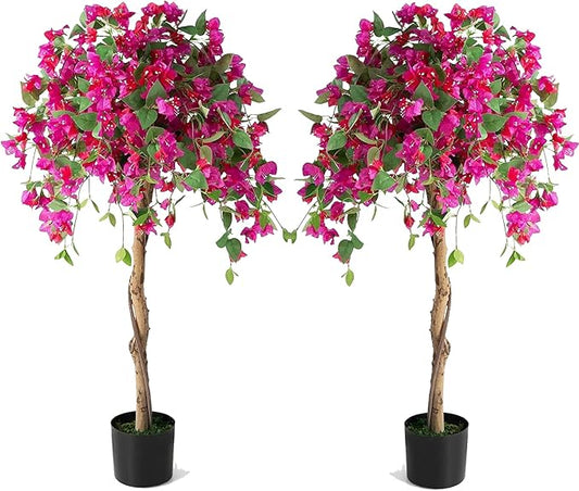 SAFEPLUS 4.5FT Bougainvillea Artificial Tree, Tall Fake Floor Plant for Indoor Outdoor Décor