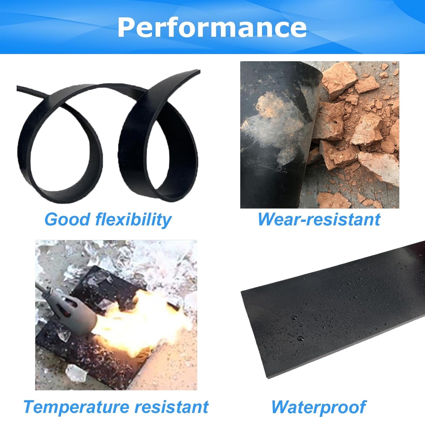 Solid Rubber Sheets,Rolls & Strips 1/8 (.125)" Thick X 12" Wide X 12" Long, Solid Rubber Strips for DIY Gaskets Crafts Pads Sealing Abrasion Supports Flooring Protection Warehouse