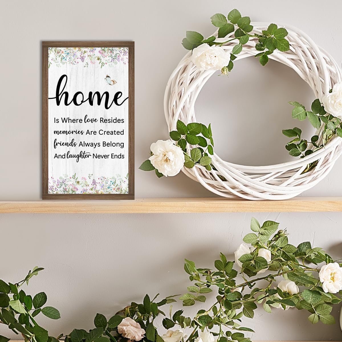 Home is Where Love Resides Memories Are Created Wooden Box Sign Desk Decor,Family Saying Wood Block Sign for Home Farmhouse Bedroom Shelf Tabletop Wall Decor