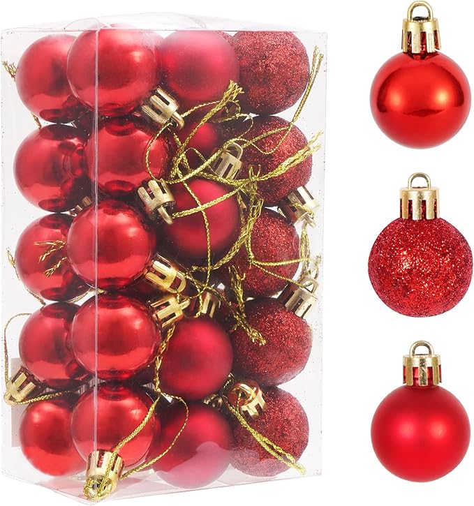 30ct Christmas Ball Ornaments, 1.18" Shatterproof Christmas Tree Decorations, Perfect Hanging Ball for Indoor/Outdoor Holiday Party Decor