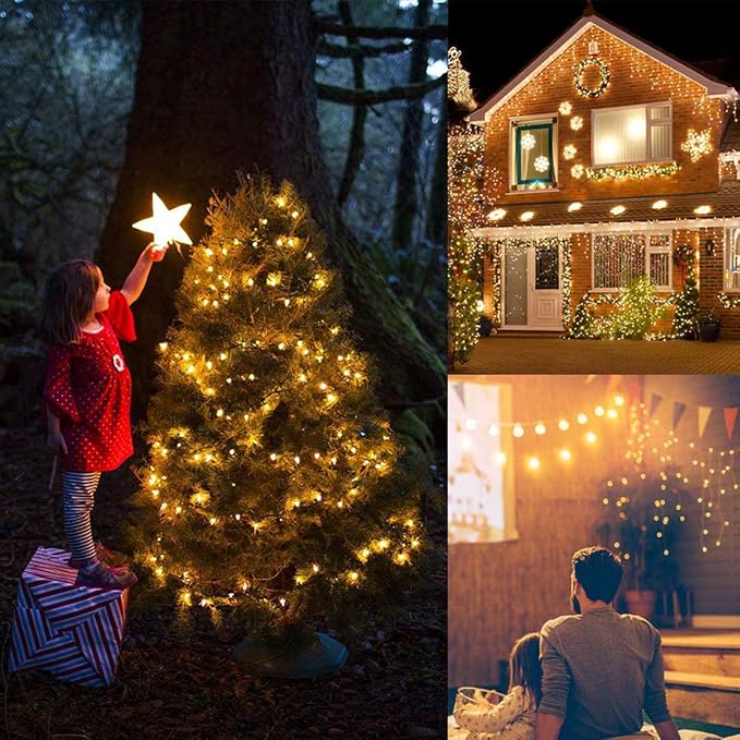 Battery Operated Christmas Lights, 2 Pack 17ft 50 LED Mini String Lights with 8 Modes Auto-Timer, Waterproof Tree Lights for Outdoor Indoor Xmas Holiday Wreath Garden Decor, Warm White
