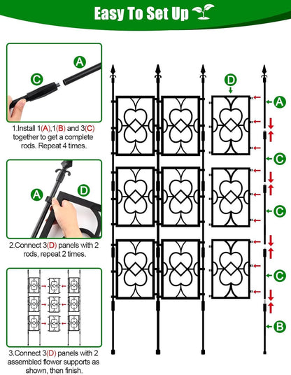 80" Garden Trellis for Climbing Plants, Kalolary Screen Plant Trellis Frame for Potted Plants Rustproof Plant Support Thicken Cucumber Trellis Grow Support for Vines Flowers Vegetable Indoor Outdoor