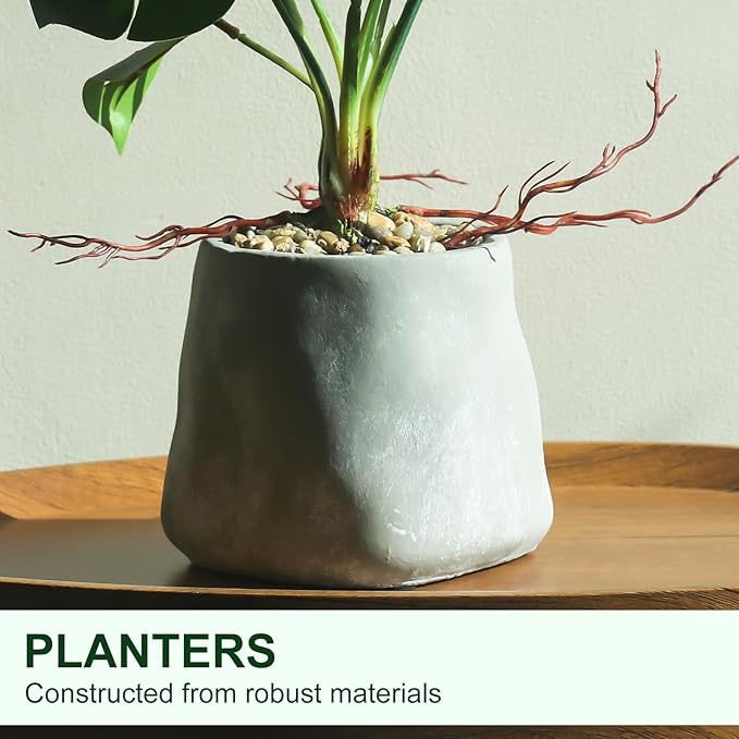 Fake Plants Large Artificial Monstera Faux Potted Plants Indoor Decoration, Faux Floor Plant for Indoor House Decor, Living Room, Bedroom, Office, House Plants