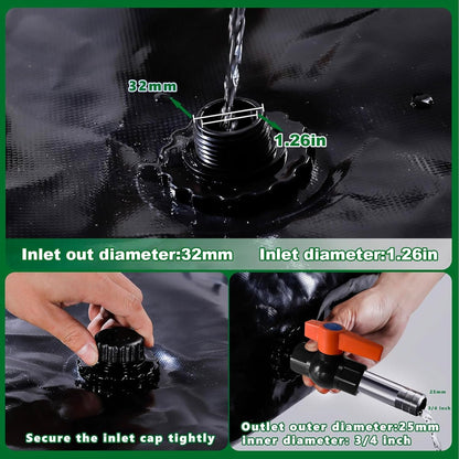 400 L/100 gal Water Bladder Storage Containers, Foldable Portable Water Tank Large Capacity Soft Water Bag, Drought Resistance, Fire Prevention, Emergency Water