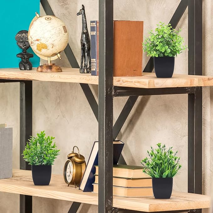 Der Rose 6 Pack Fake Plants Mini Artificial Plants for Home Office Farmhouse Bathroom Shelf Decor Indoor