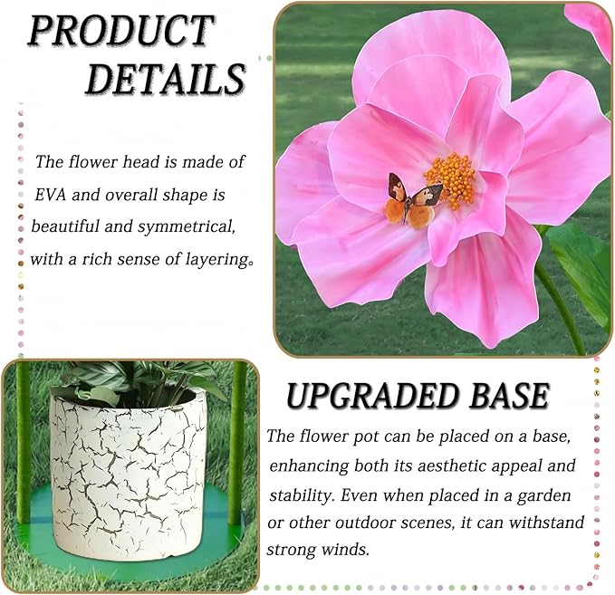 5.8 Ft Giant Artificial Flowers for Decoration,Large EVA Flower Decor,Wedding Arrangements, Birthday Party Banquet Background,Hotel,Office,Window Display(Pink)