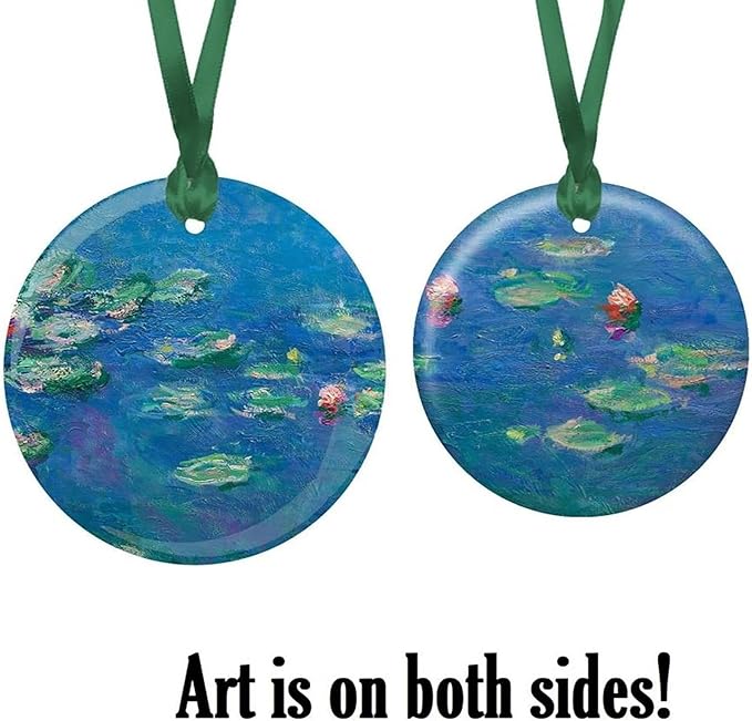 Christmas Tree Ornament, Porcelain Monet Water Lilies fine Art Keepsake Ornament by RainCaper