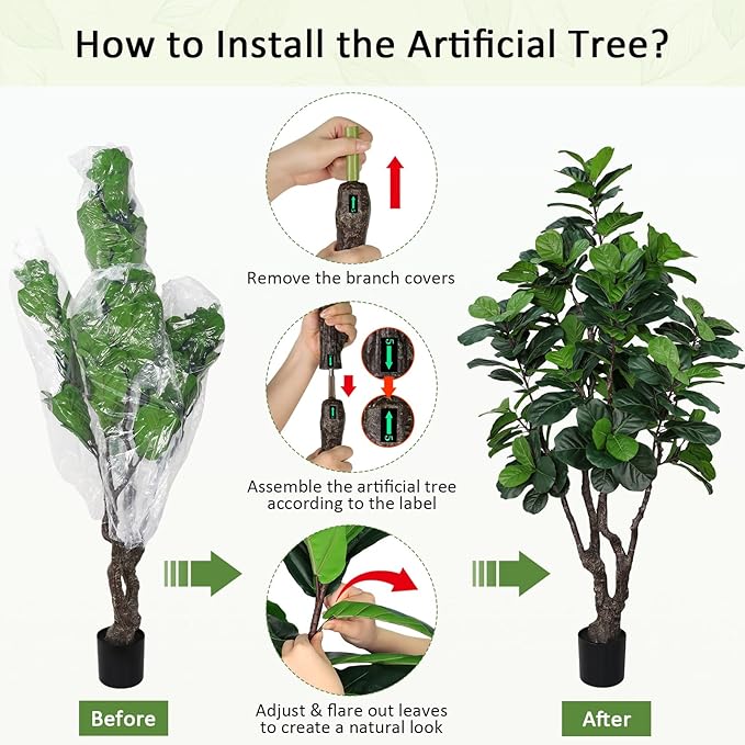 7FT Artificial Fiddle Leaf Fig Tree for Home Decor, Realistic Faux Plants Indoor Ficus Lyrata Trees in Pot, Fake Floor Plant for Living Room Office Christmas Housewarming Gift