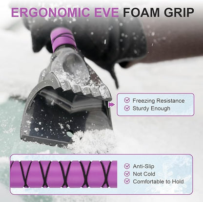 YOUGFIN Ice Scraper with Snow Brush Detachable for Car Windshield 33 Inch, 2 In 1 Extendable Window Scraper & Foam Snow Removal Brush for SUV, Heavy Duty Snow Cleaner for Truck Van, 360° Pivoting Head