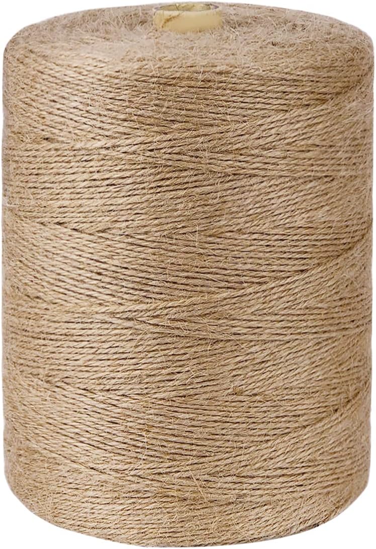 SMART&CASUAL 3600 Ft Natural Jute Twine String Thin Hemp for Craft Plant Garden Gift Wrapping Christmas Handmade Arts Decoration Packing String Home Decor (3600 FT * 2mm (3Ply))