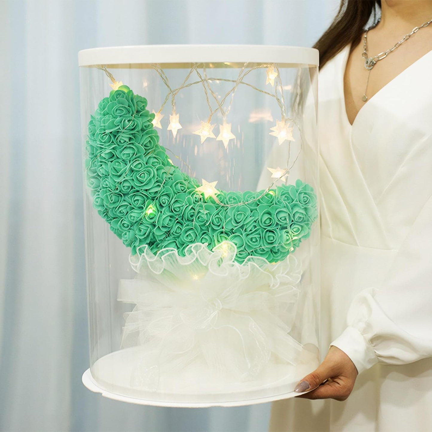 500 Pcs 1.4 Inch Mini Artificial Flowers Head Bulk 5 in 1 Set Faux Foam Fake Small Rose Tiny Baby Flores Bouquet Cake Gift Home Decoration DIY Craft (Teal Green)