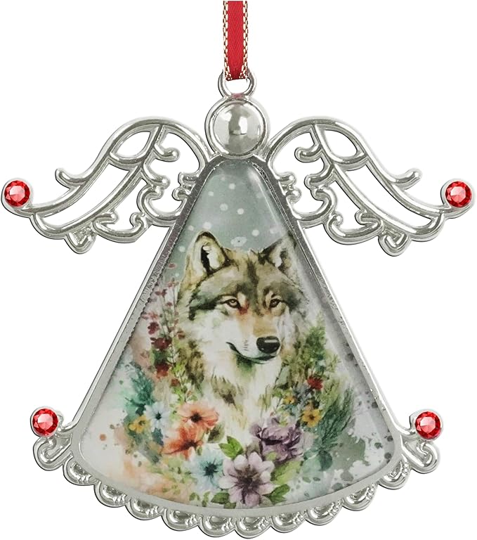 XUTAI Angel Christmas Tree Ornament Glass Christmas Hanging Angel Glass Pendant for Holiday Decoration - Wolf