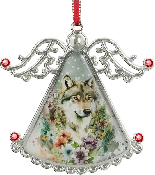 XUTAI Angel Christmas Tree Ornament Glass Christmas Hanging Angel Glass Pendant for Holiday Decoration - Wolf