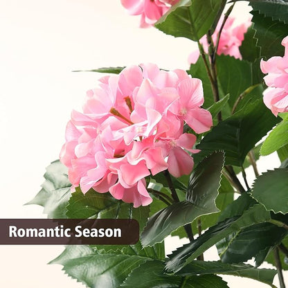 Romantic Season 38" Artificial Hydrangea Tree in Pot, Faux Potted Silk Hydrangea Plant for Indoor Outdoor Decoration, Lifelike Artificial Flower Tree for Home, Office, Patio, Garden Decor, Pink