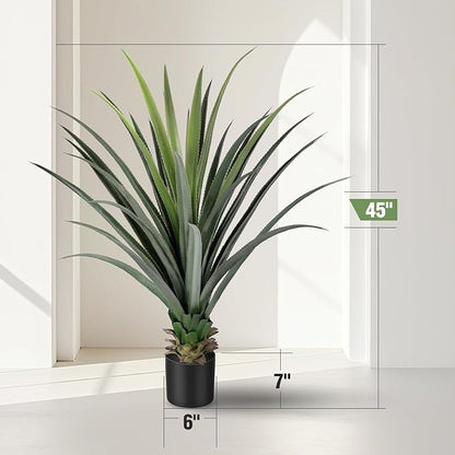 4ft Artificial Spiked Agave Plant with 30 Leaves Set of 2 Faux Agave Plants for Indoor and Outdoor Decor Perfect for Porch Living Room Bedroom Patio and Office