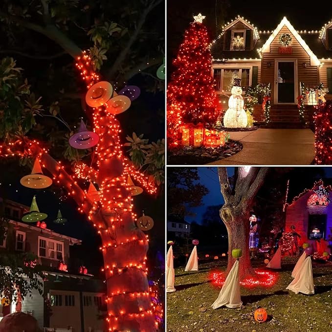 2-Pack Connectable Christmas Lights Outdoor, Total 164FT 400LED Christmas String Lights Waterproof with 8 Modes & Timer, Green Wire Twinkle Lights for Xmas Tree Decorations Outdoor Indoor, Red