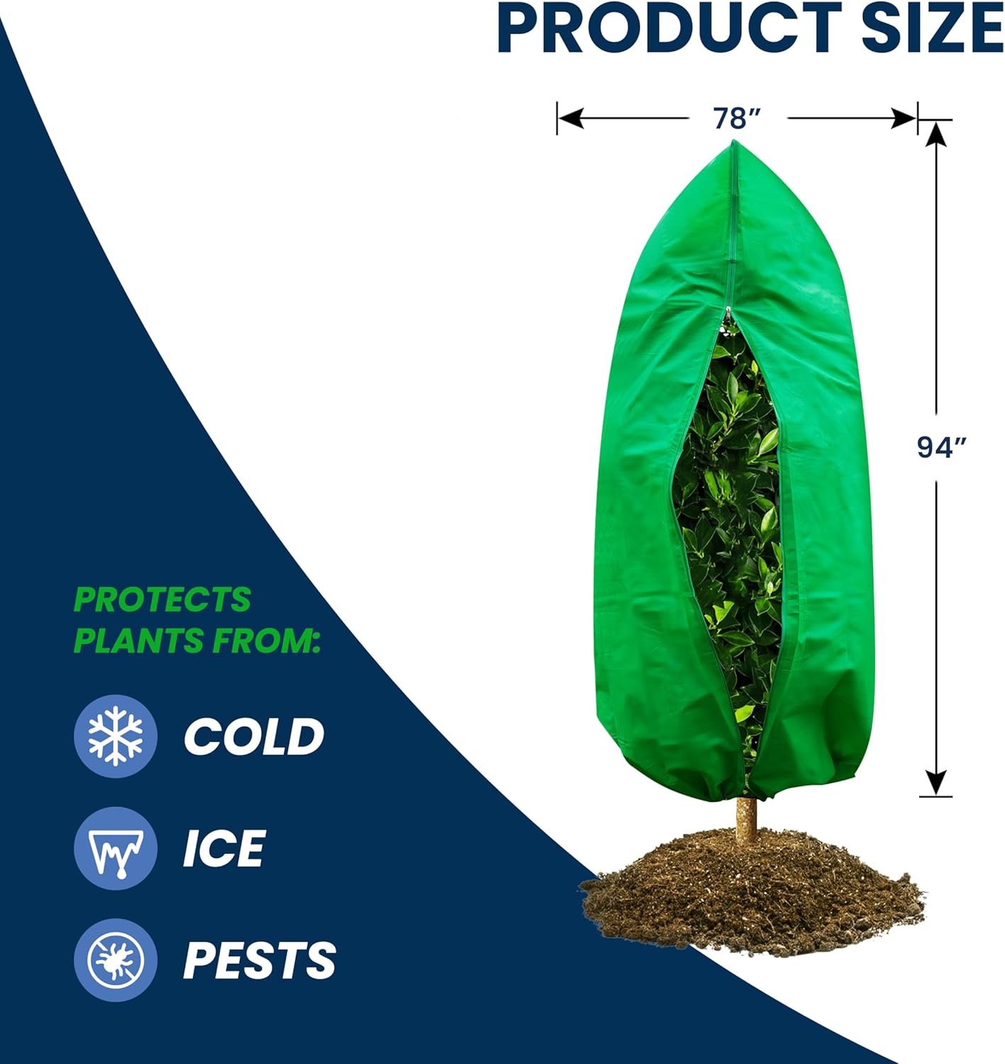 SCRUBIT Plant Covers Freeze Protection, 78"W x 94"H Frost Cloths for Outdoor Plants & Fruit Trees with Zipper and Drawstring, Thick Winter Plant Covers - Tree Frost Blankets for Shrubs