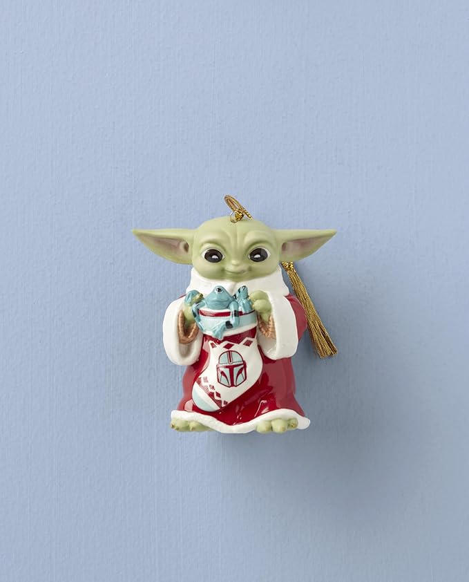 Lenox 897106 Holiday Grogu with Stocking Ornament, Christmas, Decorations