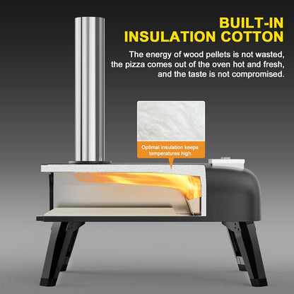 Pizza Oven Outdoor 12" Wood Fired Pizza Ovens Pellet Pizza Stove for outside, Portable Stainless Steel Pizza Oven for Backyard Pizza Oven