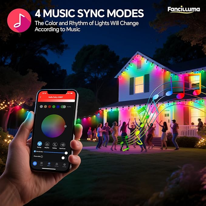 Smart C9 Christmas Lights Outdoor, 99FT 150 LED RGB Color Changing Christmas Lights, APP Remote Controlled Music Sync Waterproof Connectable String Lights for Indoor Outdoor Xmas Decor