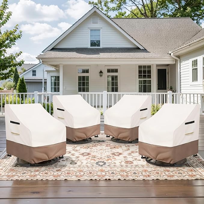 Patio Chair Covers Waterproof Patio Furniture Covers, 30W x 34D x 36H Inches Swivel Outdoor Chair Cover 4 Pack (Beige)
