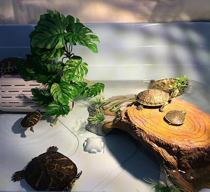 Woyrise Reptile Plants, Terrarium Hanging Plant Vines, Artificial Leaves with Suction Cup, Bearded Dragon Tank Accessories for Gecko Lizard Snake Frog Tortoise Decorations - Monstera