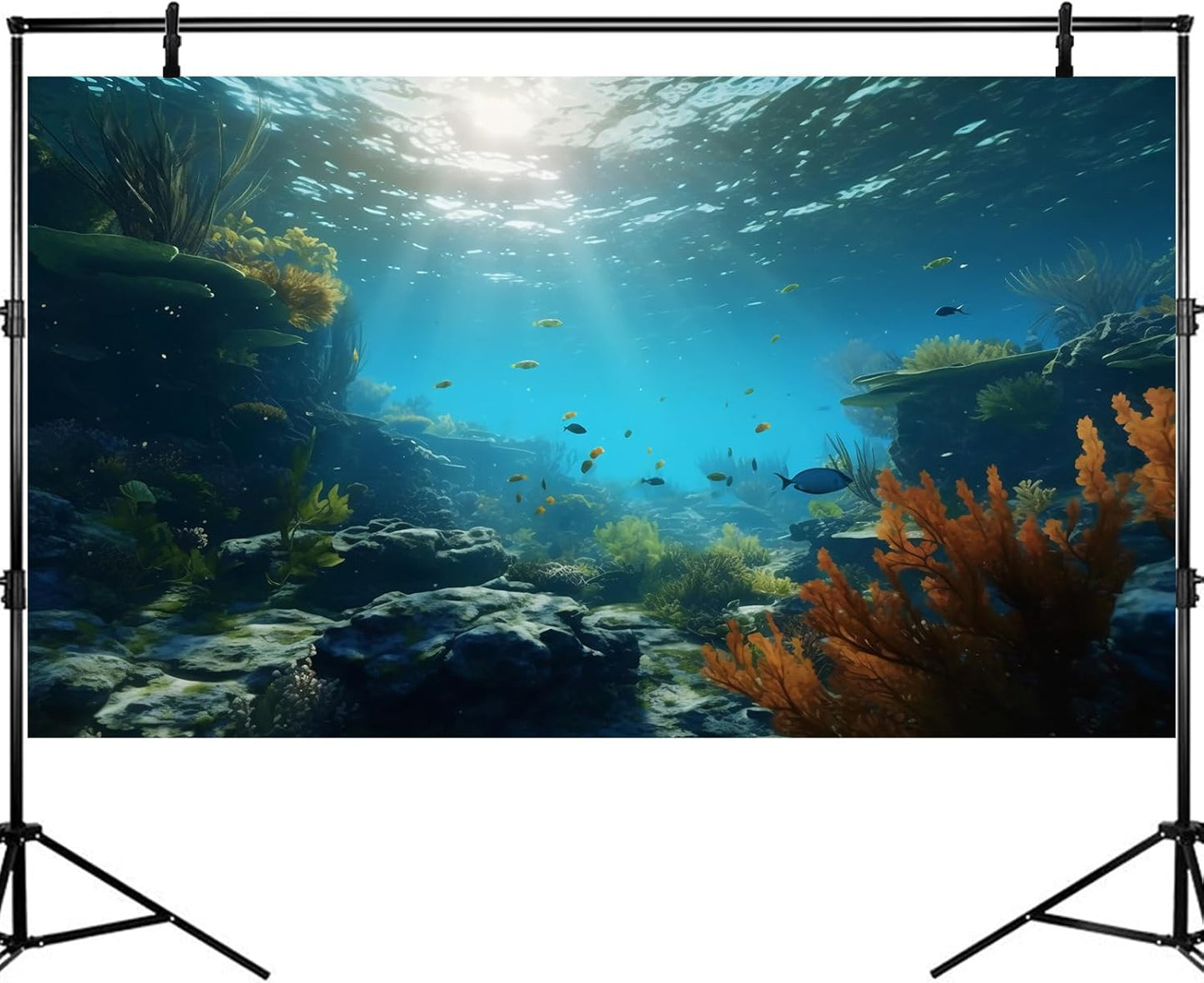 Ocean Floor Fish Tank Background Underwater Rock Aquarium Background Under The Sea Terrarium Backgrounds Aquatic Plants Sunlight Fish Tank Backgrounds Tropical Fish Aquarium Wallpaper 24x16in
