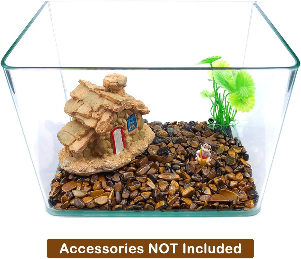 WAYBER Decorative Rocks, 1 Lb/460g (Fill 0.9 Cup) Tiger's Eye Stones Irregular Gem Pebbles Quartz Gravel for Aquarium Turtle Tank Decoration/Succulent Plants Ornament/Flowerpot Vase Landscape