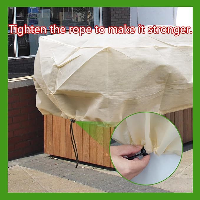 Plant Cover Freeze Protection, Winter Plant Covers, Plant Frost Cover, Tree Plant Freeze Protection Covers, Planter Plant Winter Frost Blanket with Zip Drawstring,4 Pack (59x17.7x15.7INCH)