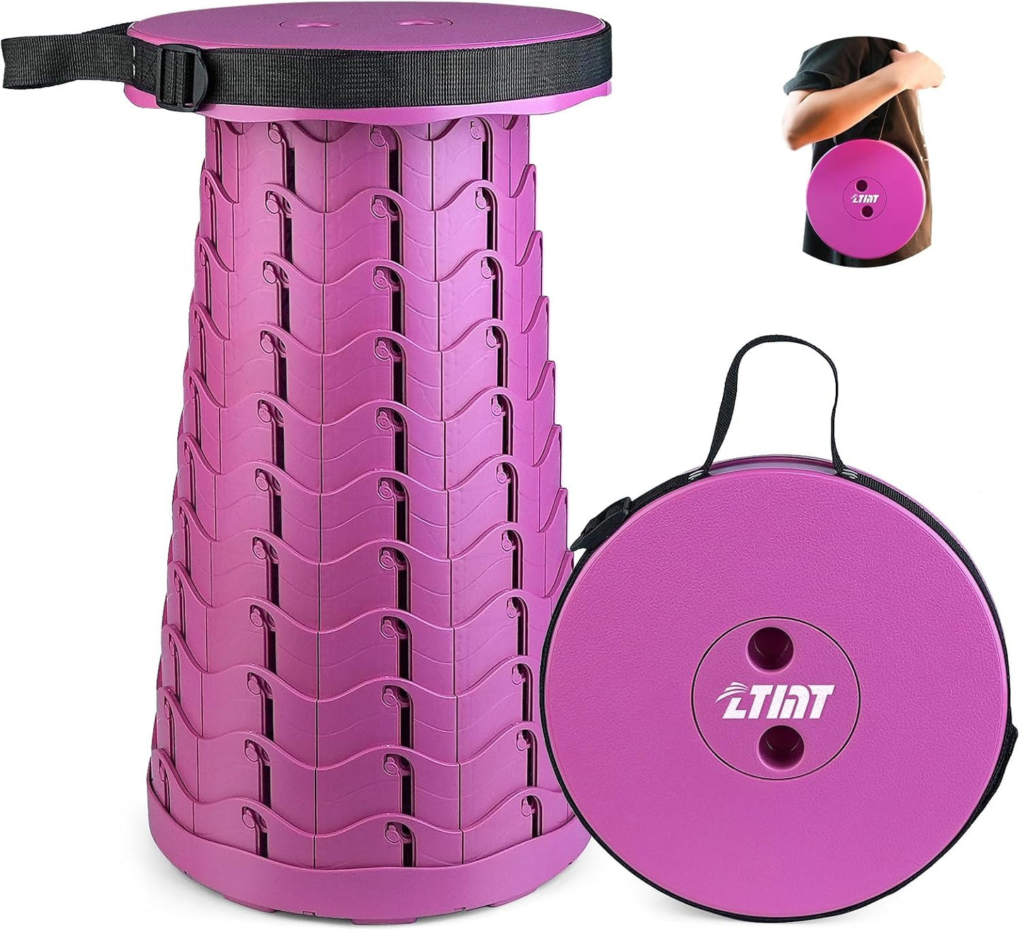 Portable & Lightweight Foldable Camping Chair for Adults, Heavy Duty Folding Stool with Adjustable Shoulder Strap, Perfect for Picnic, Beach, Backyard, and Sporting Events, Max Weight 400lbs