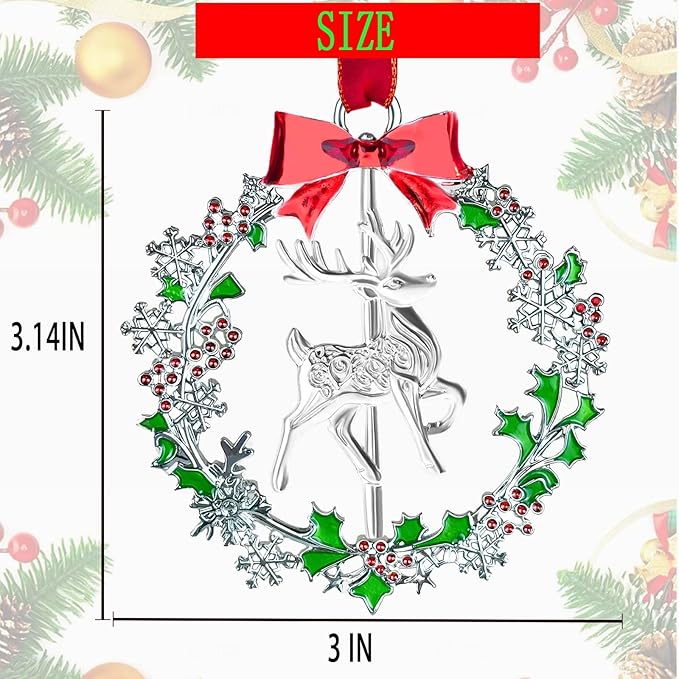 Christmas Ornaments 2025,Xmas Keepsake Pendant, Christmas Tree Ornament Handcrafted Metal DIY Hanging Craft Collectibles for Xmas Trees Home Party Party Gifts (Deer)