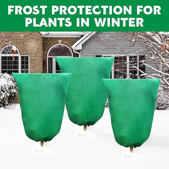 Plant Covers Freeze Protection, 4 Pack Frost Covers with Zipper Drawstring (31.5" x 47.3") Plant Protection Cover Bags for Outdoor Winter Frost Cold (Green) (47" W x 70" H(4 PCS), Green)