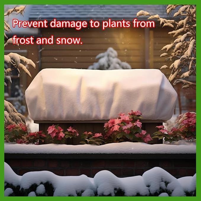 Plant Cover Freeze Protection, Winter Plant Covers, Plant Frost Cover, Tree Plant Freeze Protection Covers, Planter Plant Winter Frost Blanket with Zip Drawstring,2 Pack (39.3x17.7x15.7INCH)