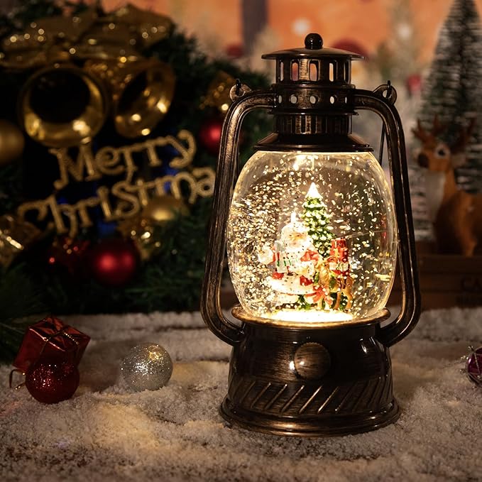 Christmas Decorations Indoor-Musical Snow Globe Christmas,Santa Christmass Tree Lighted Scene Snow Globes Lantern USB or Battery Powered,Christmass Decorations Decor for Home