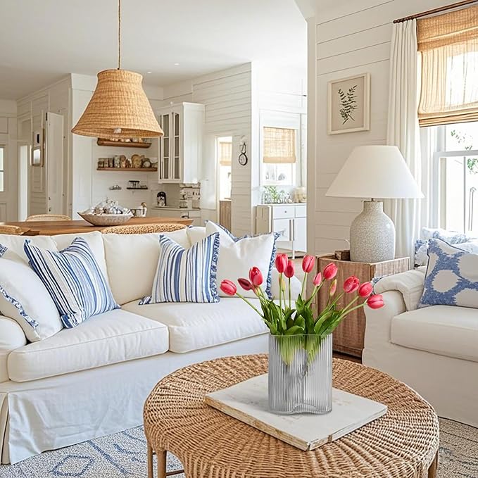 15 Pcs Red Tulips Artificial Flowers Faux Tulips Real Touch Latex Fake Flower Bouquet for Spring Wedding Home Décor Centerpiece Arrangements