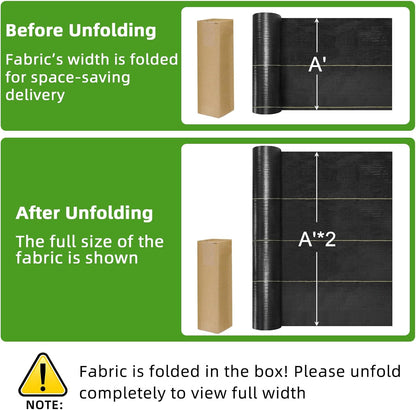 Shade&Beyond 13ftx115ft Weed Barrier Fabric 3.5oz Heavy Duty Landscape Fabric with Superior Permeability Weed Control, Garden Woven Ground Cloth with Staples