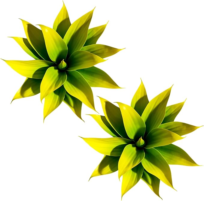 Artificial Agave Faux Agave 14.2In Fake Greenery Outdoor Artificial Plant Fake Plant for Indoor Home Decor Plastic Plant Outdoor Decoration Front Porch Decor Simulation Plants 2Pack,Yellow
