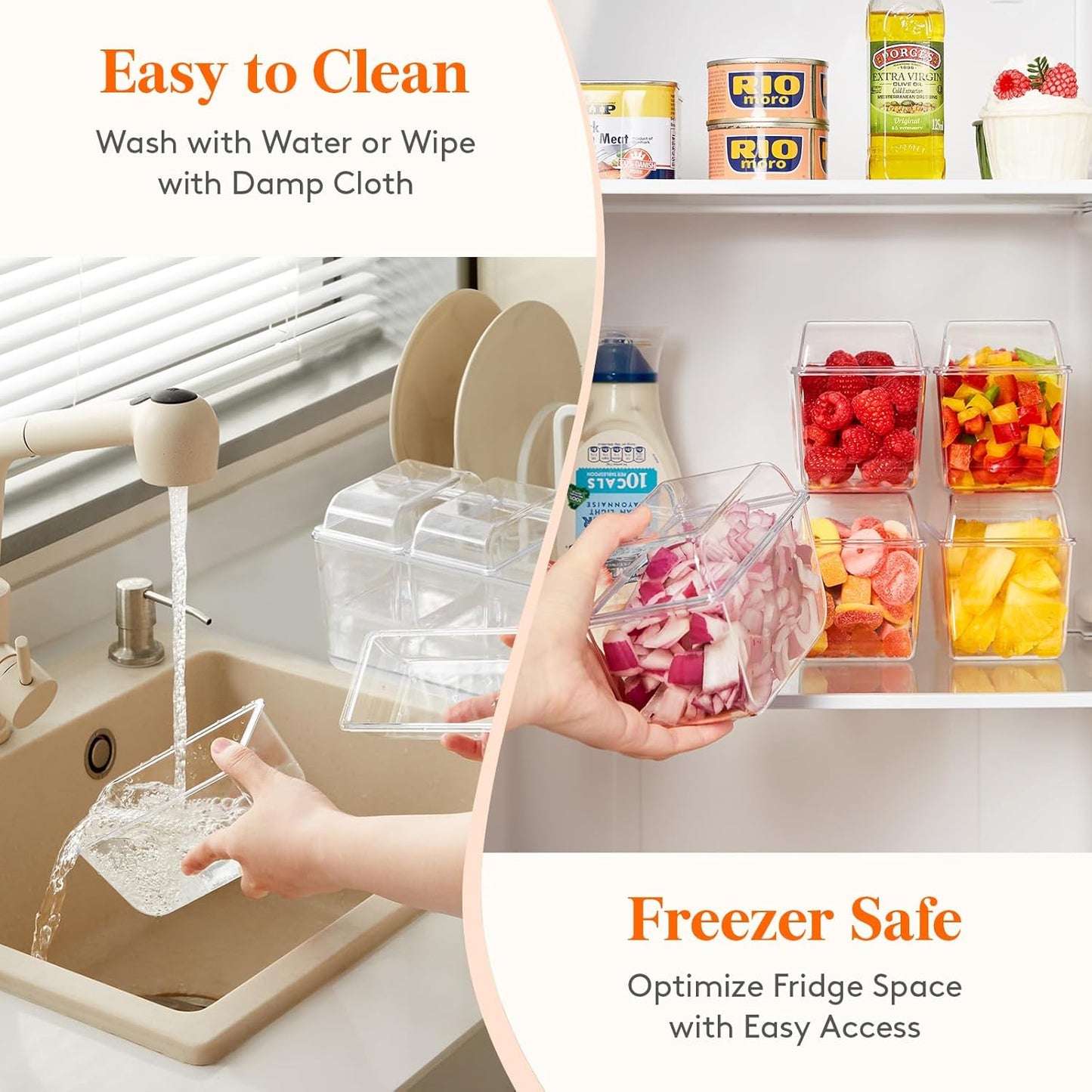 Lifewit 2 Pack Ice Chilled Condiment Caddy with 3 Containers(2.5 cup), Condiment Server with Separate Lids, Serving Tray Platter for Bar Accessories, Fruit, Salad, Taco, Party Garnish