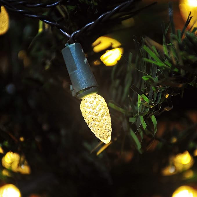 Battery Operated String Lights - 18ft 50 LED C3 String Lights Christmas Lights Battery Powered String Lights for Indoor Outdoor Christmas Tree Wreath Party Decoration, Waterproof, Warm White
