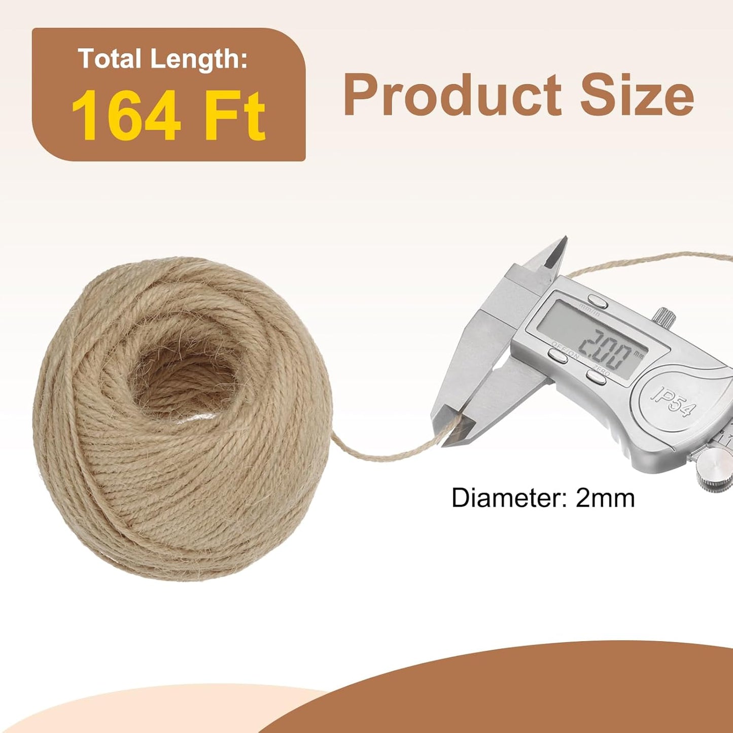 uxcell 164 Feet Natural Jute Twine String,2mm Thin Garden Twine Rope Colored Plant String Cord for DIY Art Crafts Gift Wrapping Decoration Packing Gardening Plant Hanger,Beige