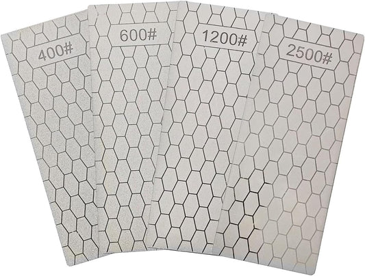 Diamond Sharpening Stone Set, 4 Pcs Diamond Lapping Plate Coarse/Medium/Fine Grit Sharpener, 400/600/1200/2500 Grit，Perfect Assistance Sharpener Angle Guide