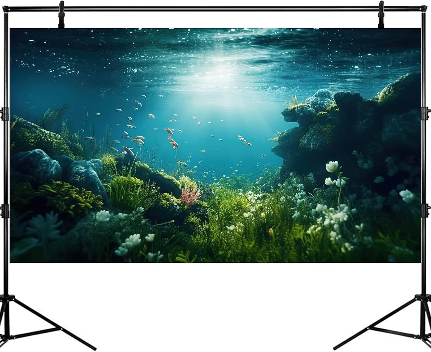 Underwater Aquarium Background Under The Sea Fish Tank Background Ocean Floor Green Aquatic Plants Aquarium Backgrounds Deep Sea Sunray Tropical Fish Aquarium Tank Backgrounds 36x20in