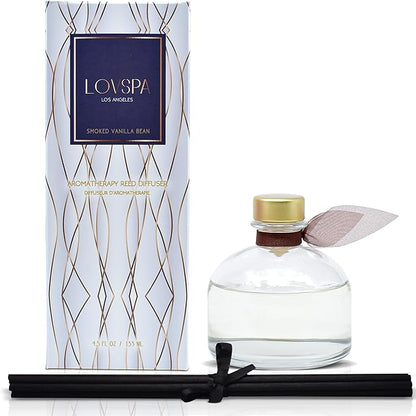 LOVSPA Reed Diffuser Set, Smoked Vanilla Scented Oil Diffuser with Sticks, Home Fragrance Accessories for Bathroom Shelf Decor, Aroma Diffusers for Home or Office Fall Decor, USA Made