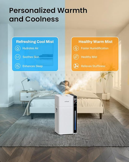 Mifasol Humidifier Large Room, 5.3Gal/20L Warm and Cool Mist Humidifiers for Home 1500 sq ft, Double Nozzles Whole House Humidifier, Humidifiers for Bedroom Plants Office Commercial Large Areas, White