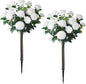 Sunnyglade 35.5" Set of 2 Artificial Camellia Tree, Faux White Camellia Flowers Plant with Spike Fake Silk Flora Topiary Plants Tree for Indoor, Garden, Yard, Porch, Patio Decoration